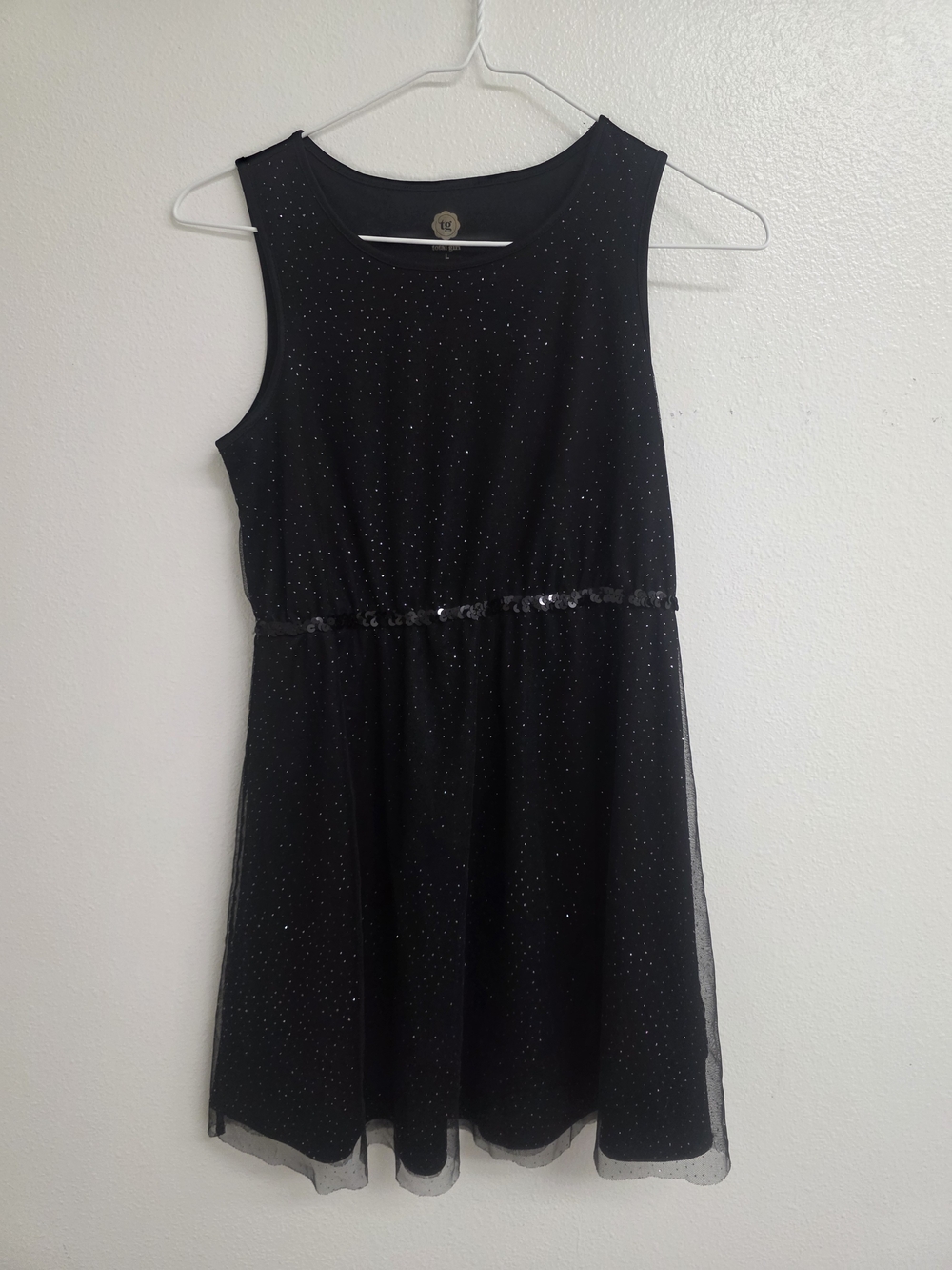 total girl Black Sparkle Sleeveless Party Dress (0547)